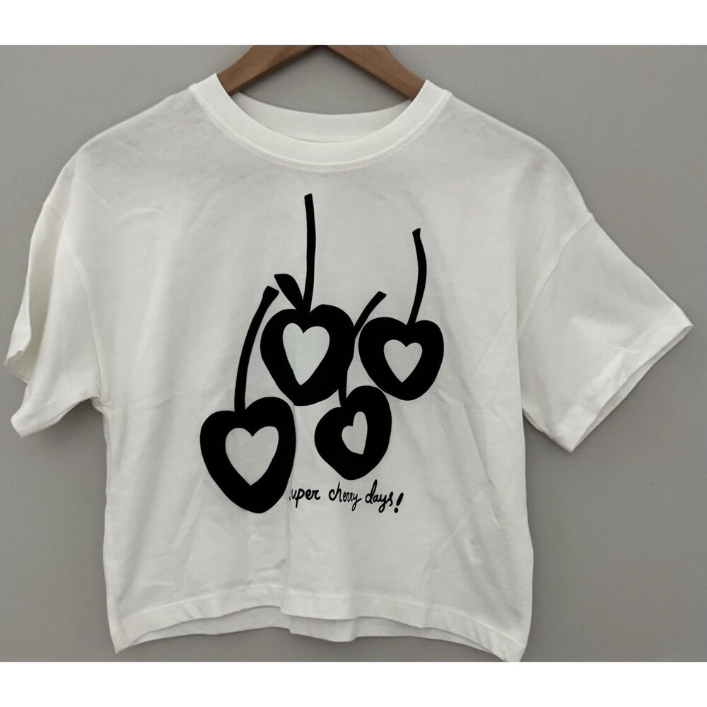 Zara 11/12 Cream/Black Colored Cherry Tshirt "Super Cherry Days!"